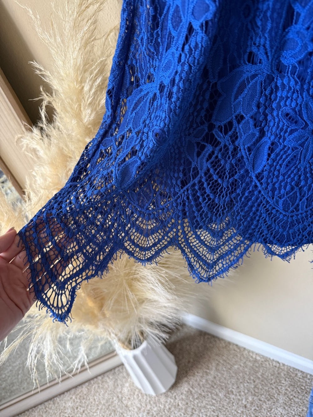 love, Fire Royal Blue Lace Mini Dress 1920s Flapper Scalloped Hem Cocktail - Picture 3 of 4